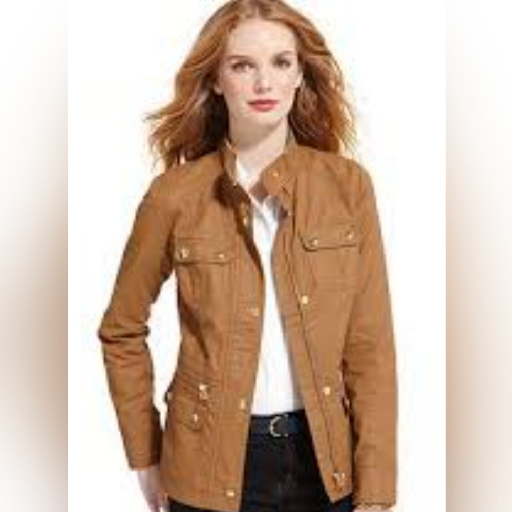 Tommy Hilfiger light brown military leather jacket
